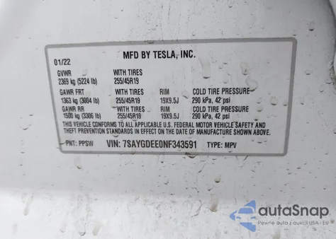 2022 Tesla Model Y Long Range Dual Motor All-Wheel Drive из США, поврежденный, VIN 7SAYGDEE0NF343591
